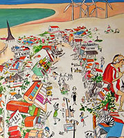 Juracy Montenegro artista pl&aacute;stico. Mapa pictogr&aacute;fico da Broadway de Canoa Quebrada